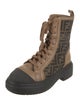 Fendi Zucca FF Logo Leather Combat Boots