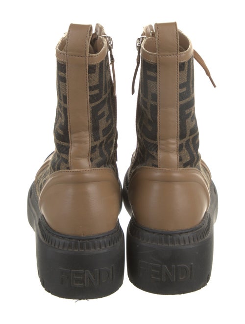Fendi Zucca FF Logo Leather Combat Boots
