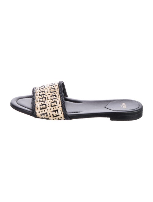 Fendi Zucca FF Logo Raffia Slides