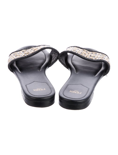 Fendi Zucca FF Logo Raffia Slides