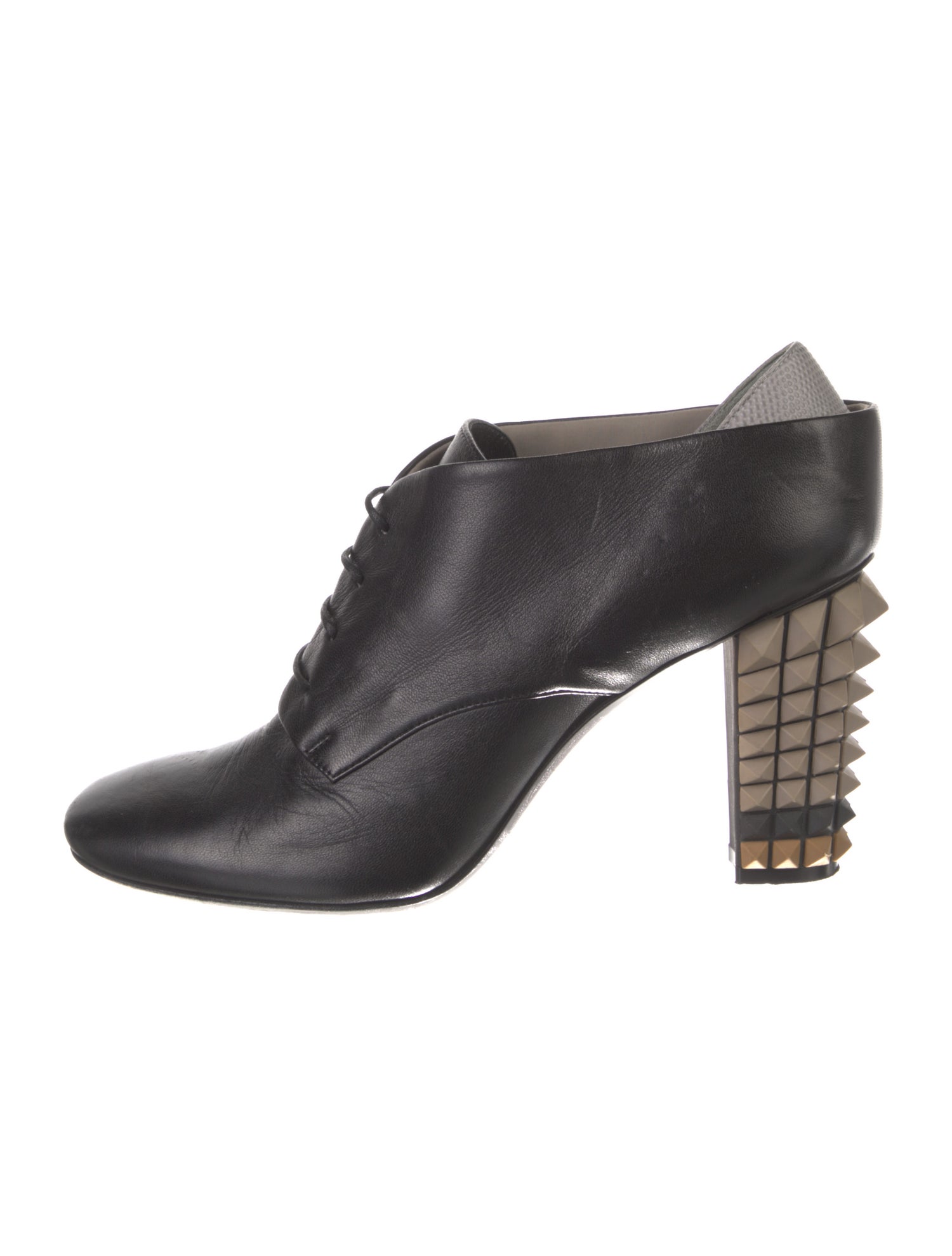 Fendi Rockstud Accents Leather Mules