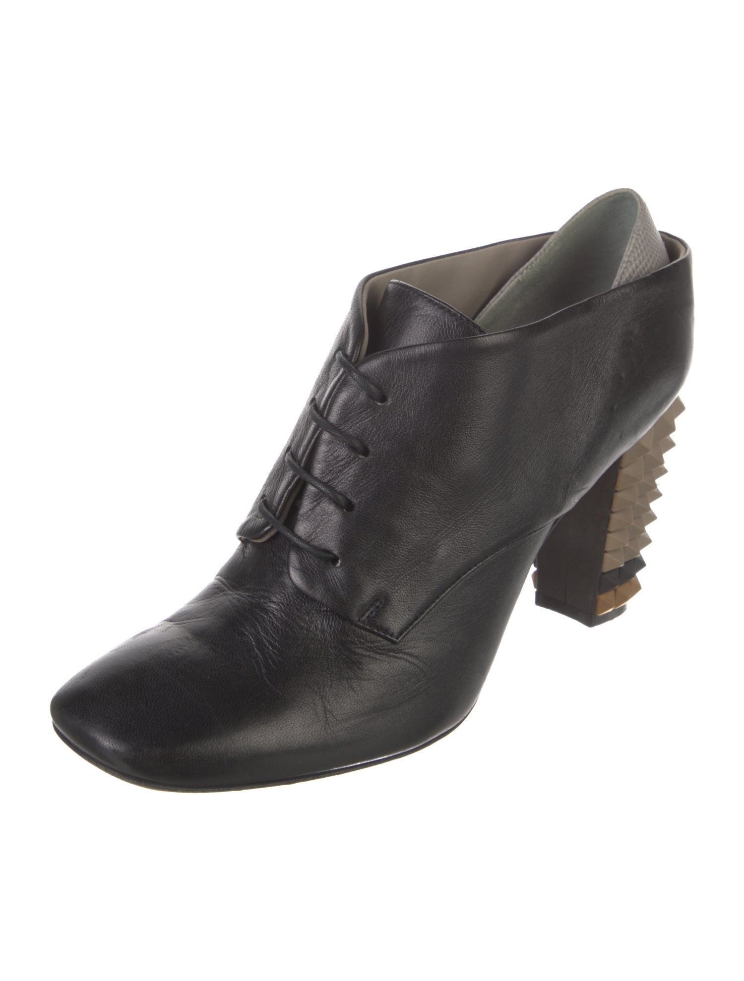 Fendi Rockstud Accents Leather Mules