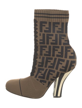 Fendi Zucca FF Logo Printed Sock Boots