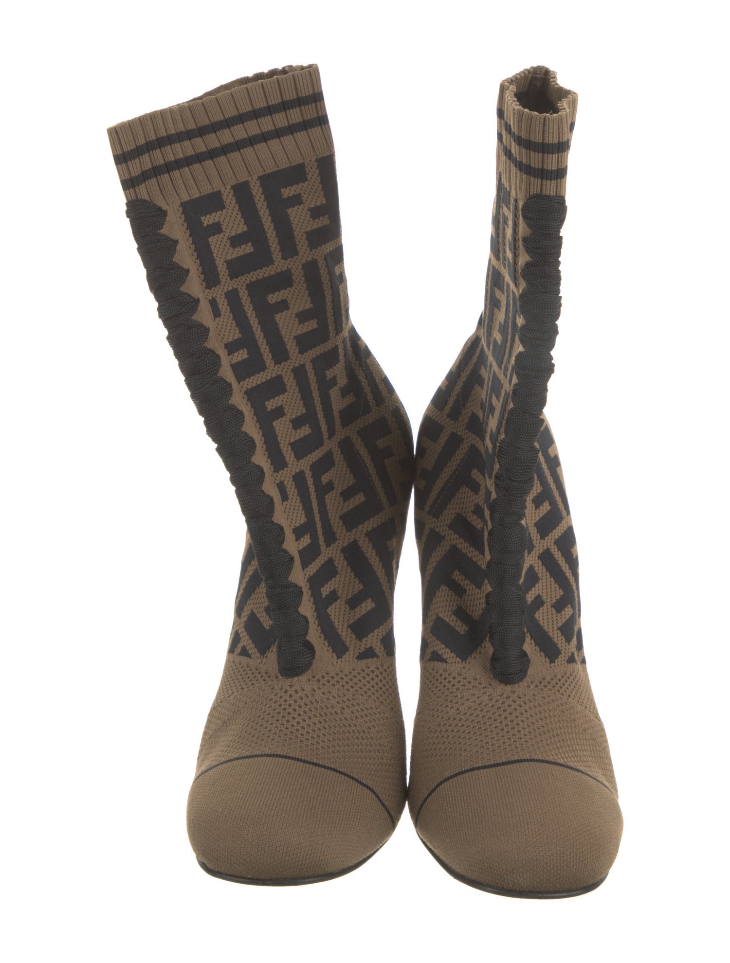 Fendi Zucca FF Logo Printed Sock Boots