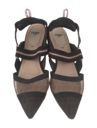 Fendi Zucca FF Logo Mesh Slingback Flats