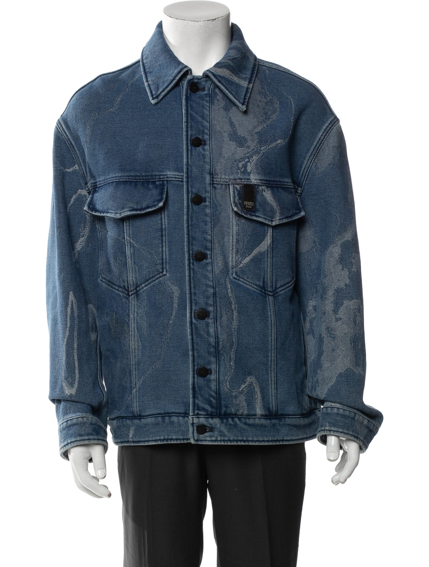 Fendi 2021 Bleached Denim Jacket