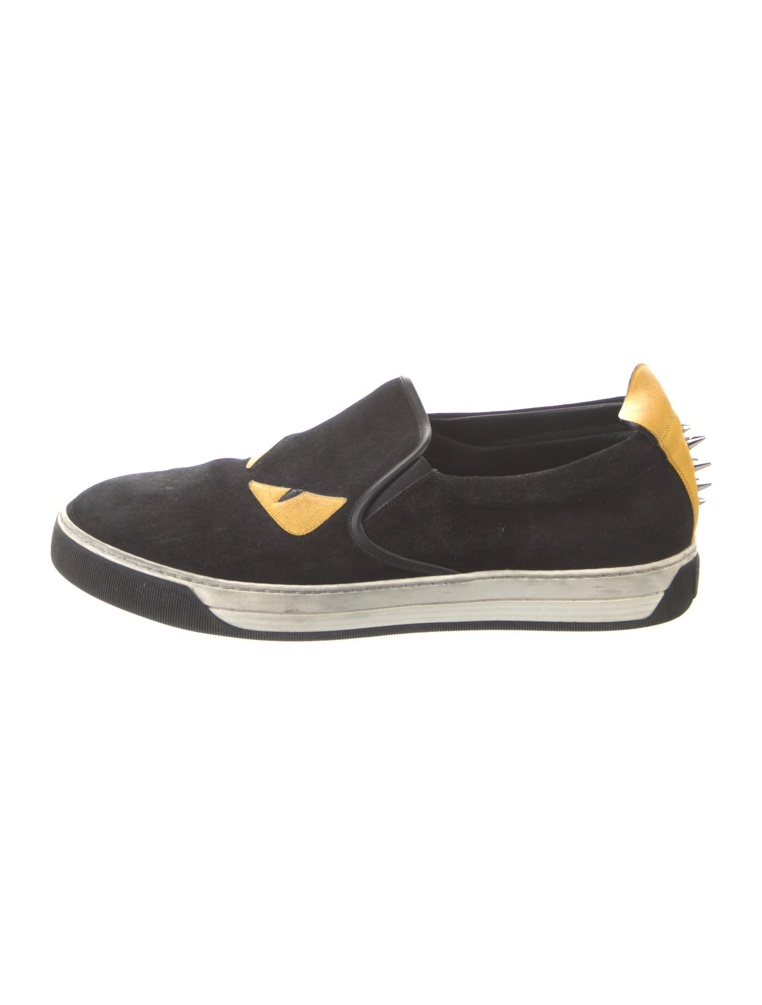 Fendi Monsters Motif Suede Sneakers