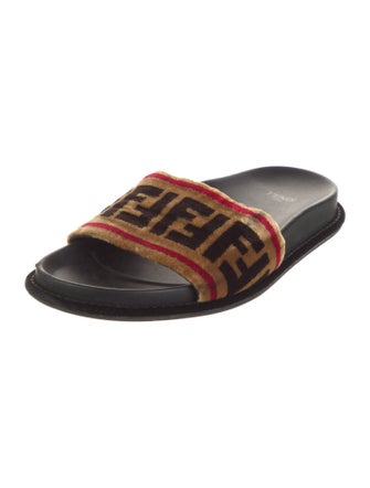 Fendi Zucca FF Logo Velvet Slides
