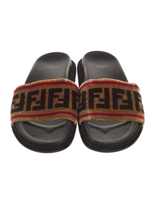 Fendi Zucca FF Logo Velvet Slides