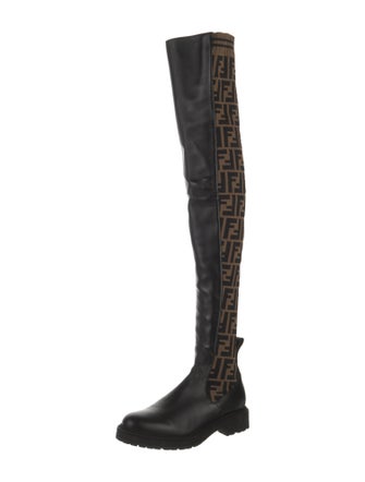 Fendi Zucca FF Logo Patent Leather Sock Boots