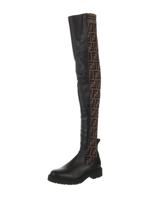 Fendi Zucca FF Logo Patent Leather Sock Boots