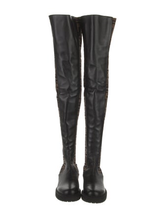 Fendi Zucca FF Logo Patent Leather Sock Boots