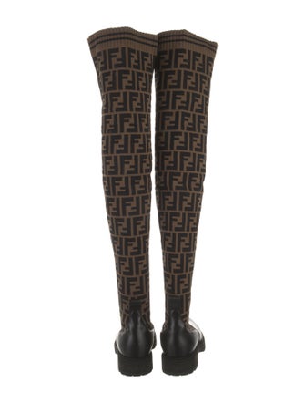 Fendi Zucca FF Logo Patent Leather Sock Boots