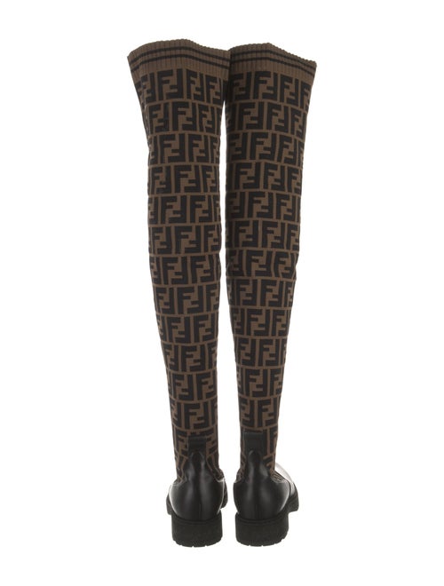 Fendi Zucca FF Logo Patent Leather Sock Boots