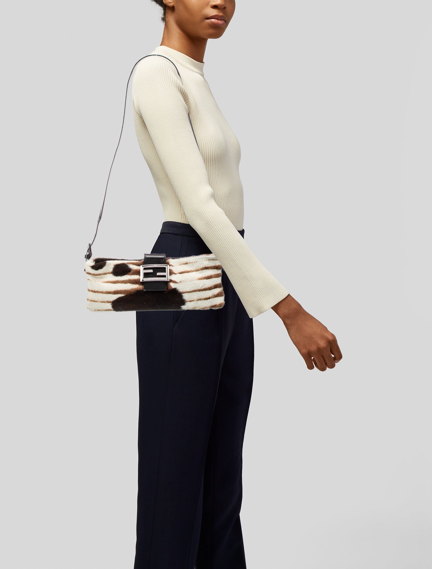 Sergio Rossi Ponyhair Shoulder Bag - Black Shoulder Bags