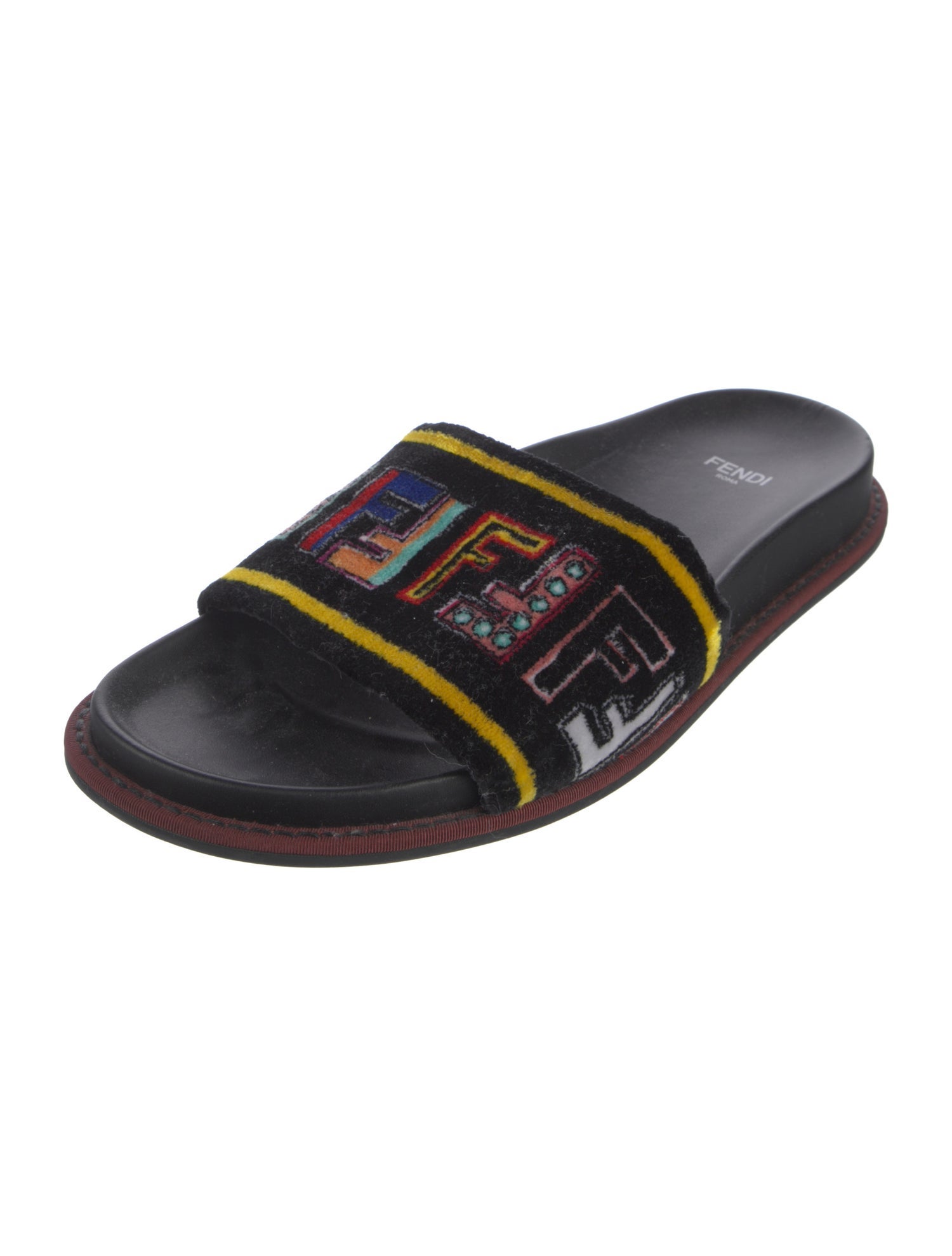 Fendi Zucca FF Logo Velvet Slides