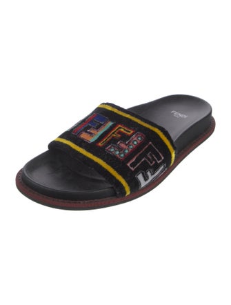 Fendi Zucca FF Logo Velvet Slides