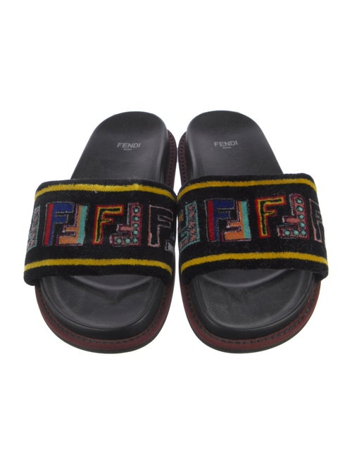 Fendi Zucca FF Logo Velvet Slides