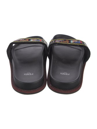 Fendi Zucca FF Logo Velvet Slides