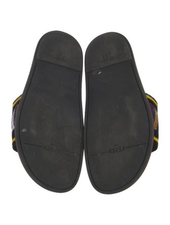 Fendi Zucca FF Logo Velvet Slides