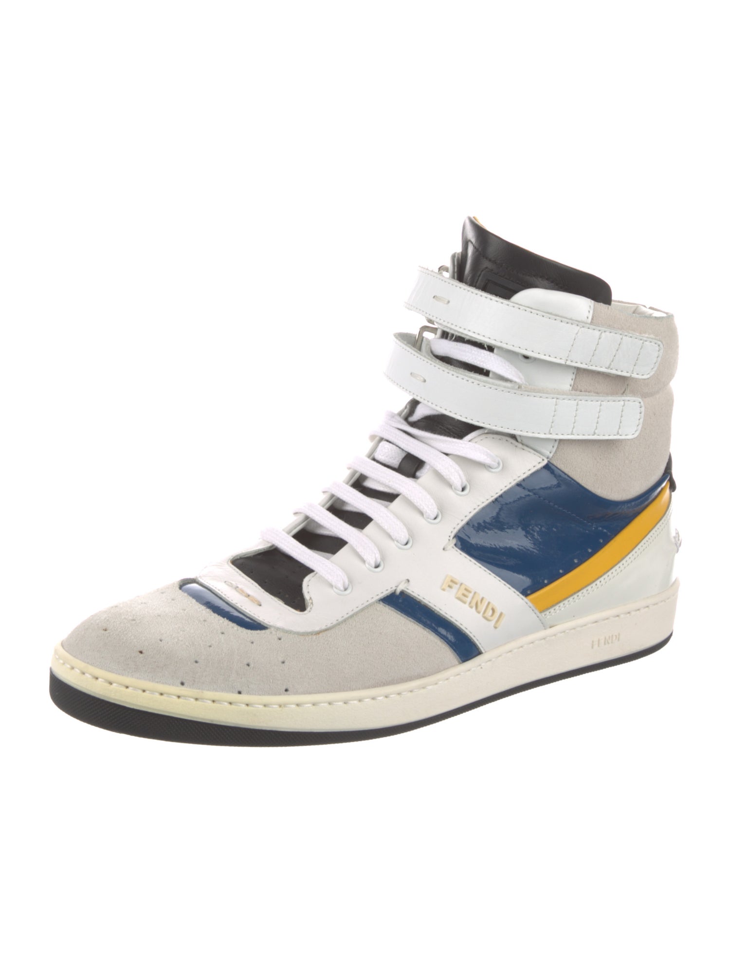 Fendi Suede Colorblock Pattern Sneakers