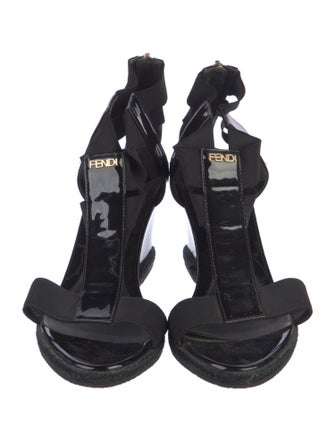 Fendi Patent Leather T-Strap Sandals