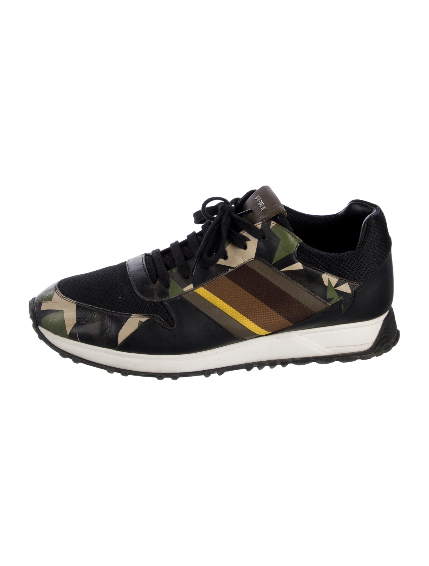 Fendi Leather Printed Athletic Sneakers
