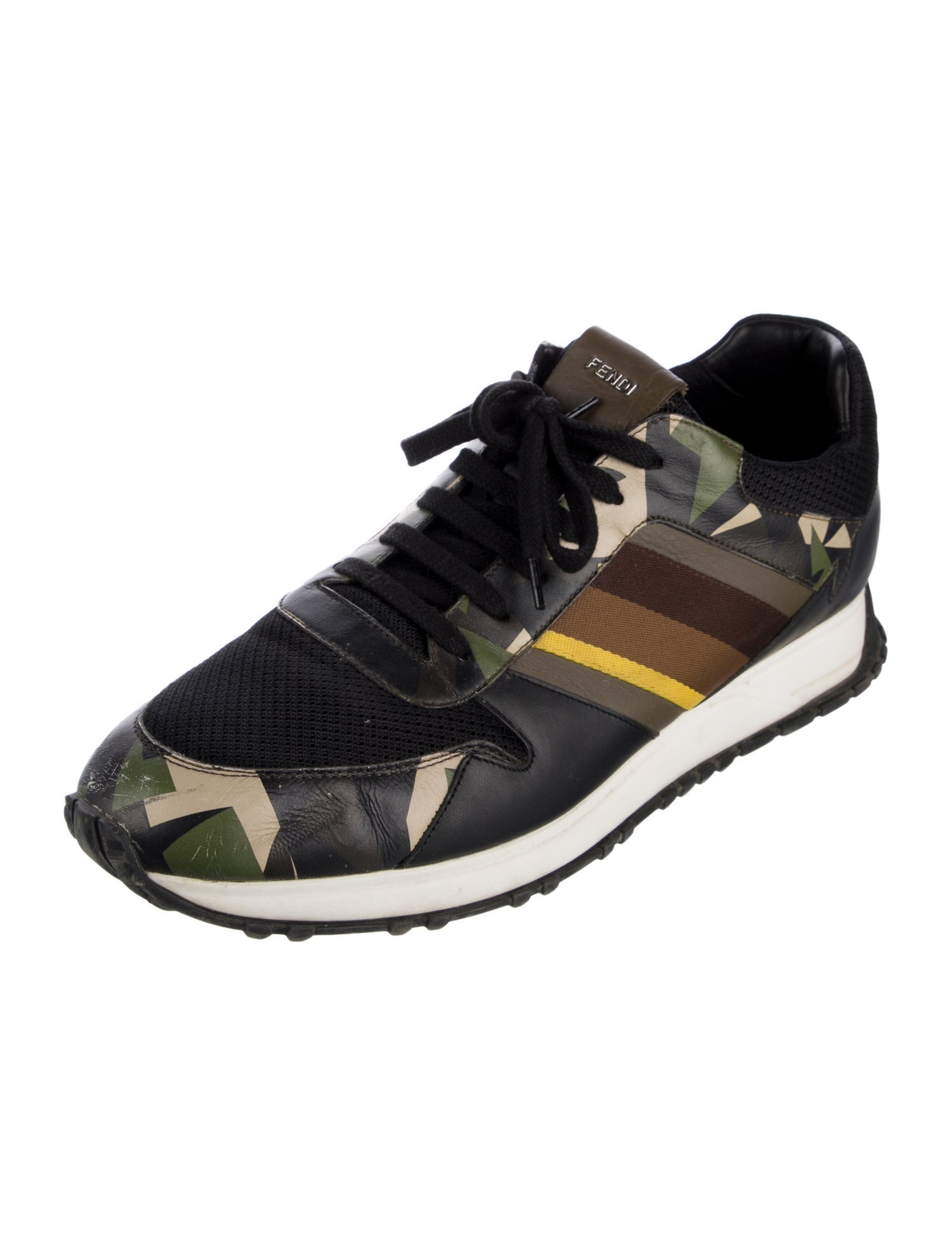 Fendi Leather Printed Athletic Sneakers