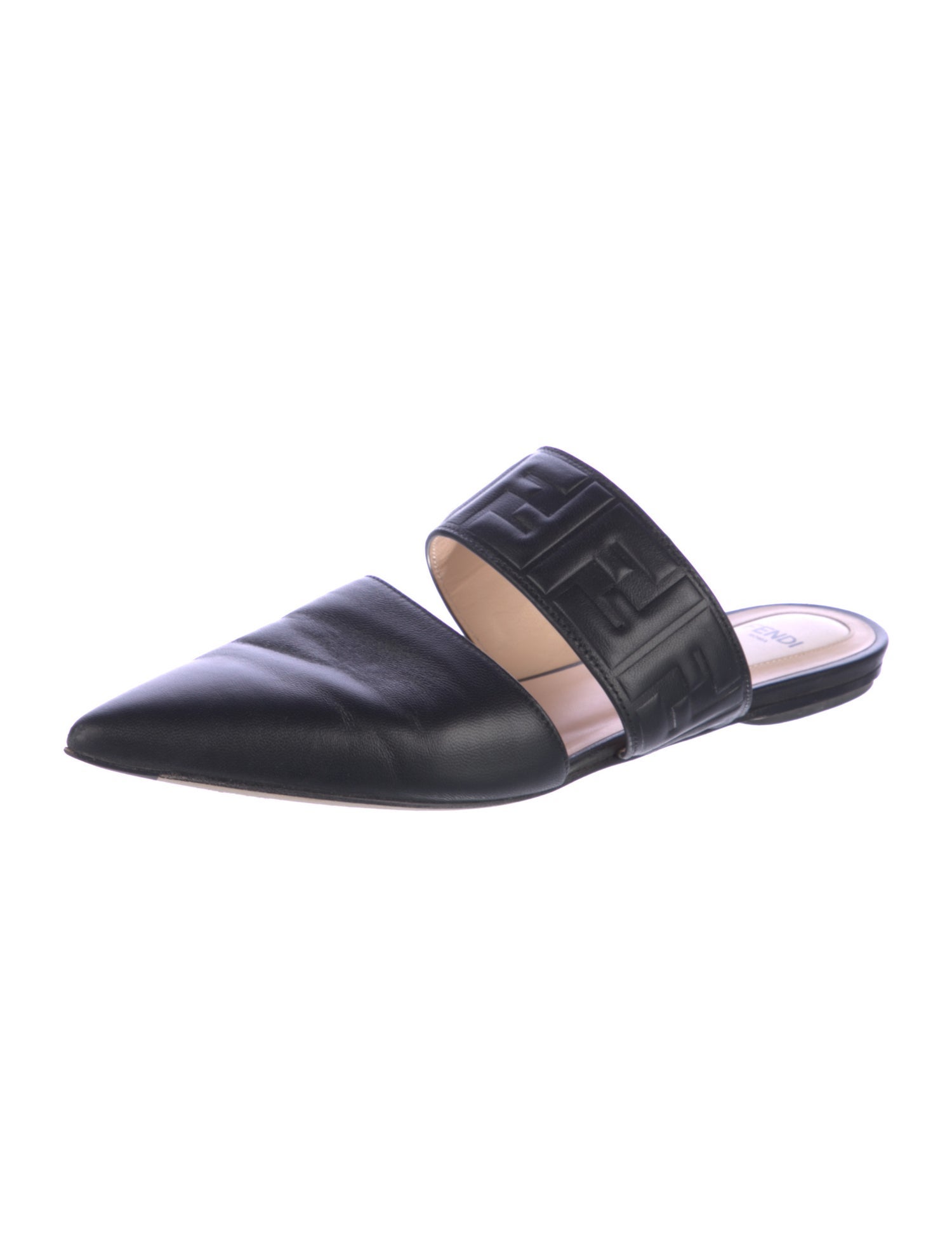 Fendi Zucca FF Logo Leather Mules
