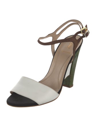 Fendi Zucca FF Logo Leather Slingback Sandals