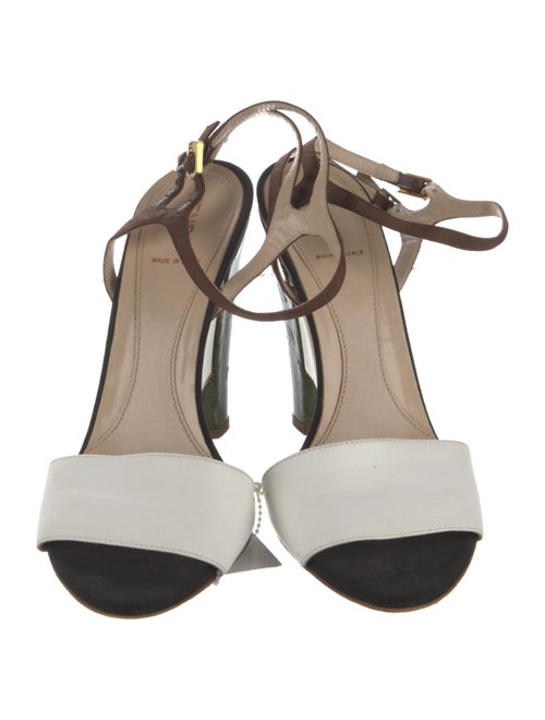 Fendi Zucca FF Logo Leather Slingback Sandals