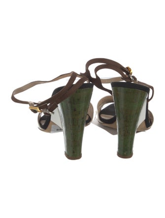 Fendi Zucca FF Logo Leather Slingback Sandals