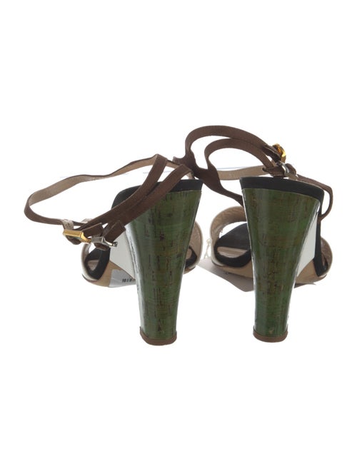 Fendi Zucca FF Logo Leather Slingback Sandals