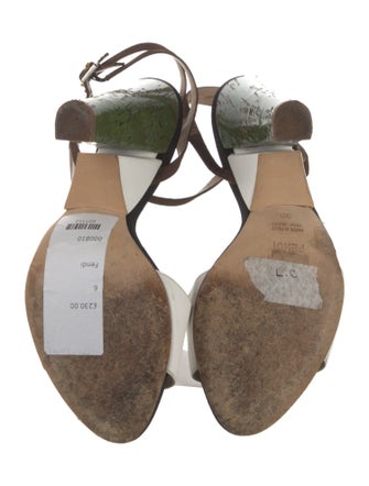 Fendi Zucca FF Logo Leather Slingback Sandals