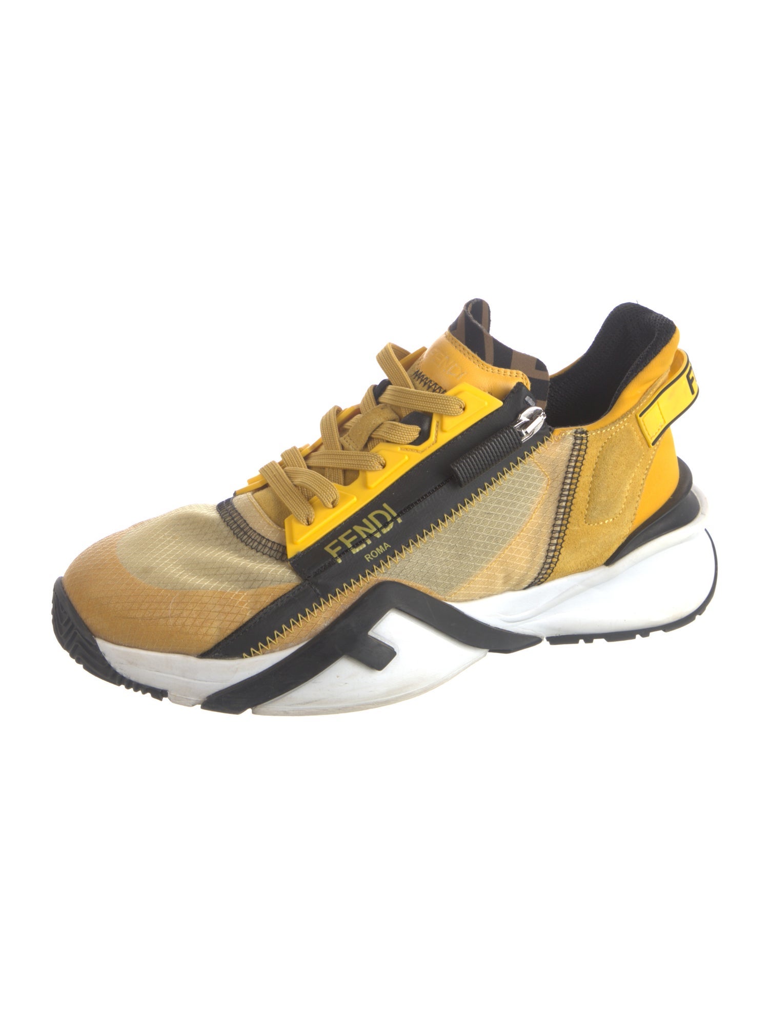 Fendi Patent Leather Colorblock Pattern Sneakers