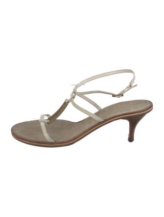 Fendi Leather T-Strap Sandals