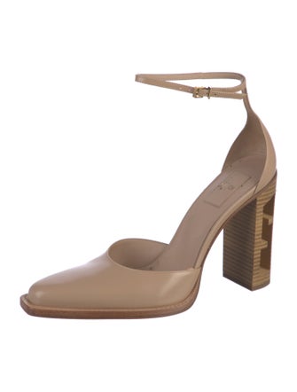 Fendi Zucca FF Logo Leather D'Orsay Pumps