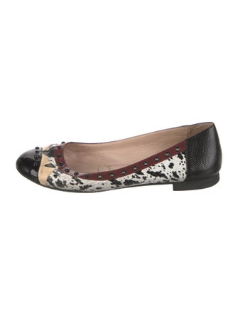 Fendi Monsters Motif Leather Ballet Flats