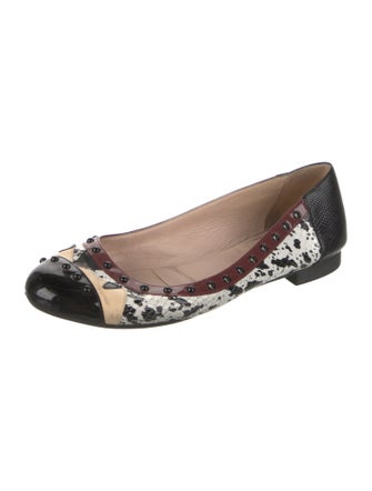 Fendi Monsters Motif Leather Ballet Flats