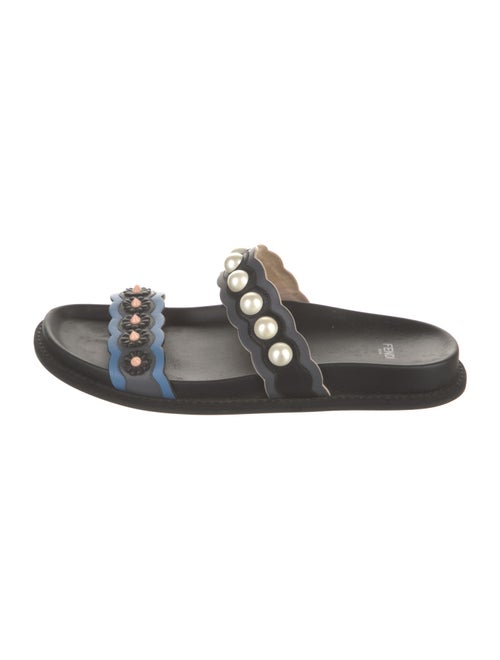 Fendi Leather Studded Accents Slides