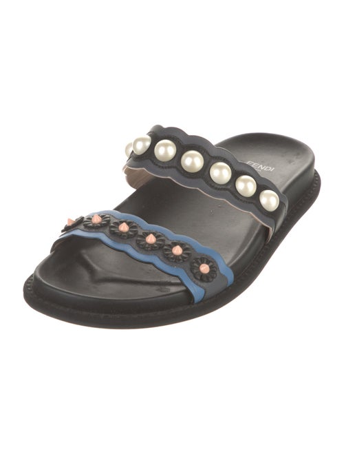 Fendi Leather Studded Accents Slides