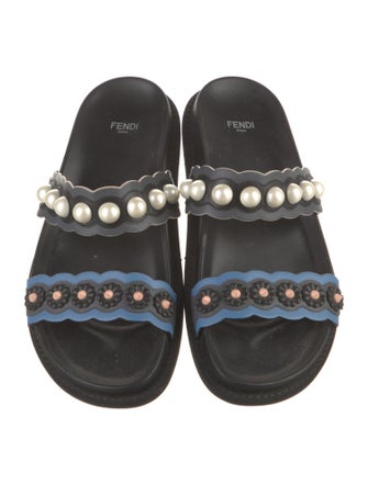 Fendi Leather Studded Accents Slides