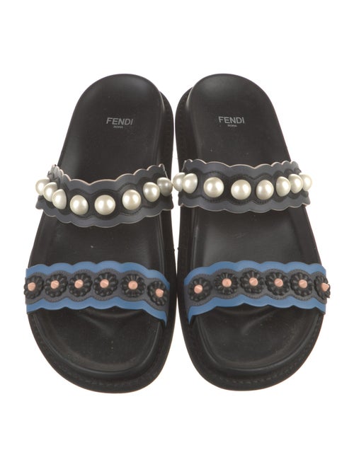 Fendi Leather Studded Accents Slides