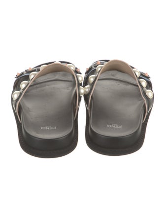 Fendi Leather Studded Accents Slides