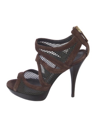 Fendi Mesh Mesh Accents Slingback Sandals