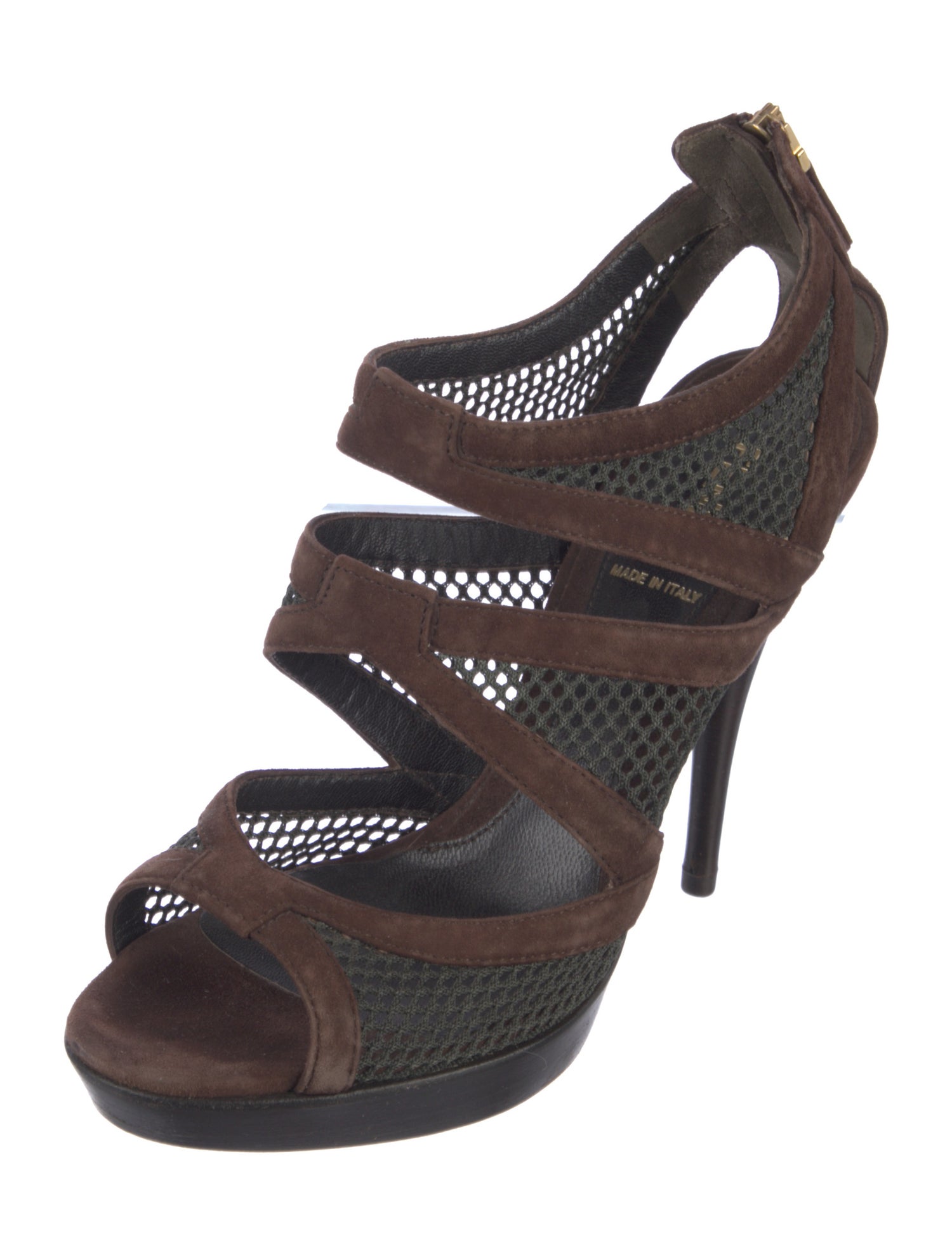 Fendi Mesh Mesh Accents Slingback Sandals