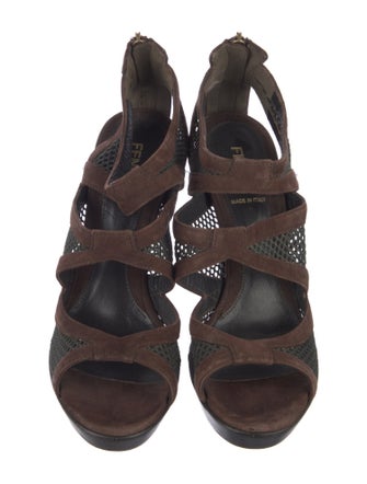 Fendi Mesh Mesh Accents Slingback Sandals