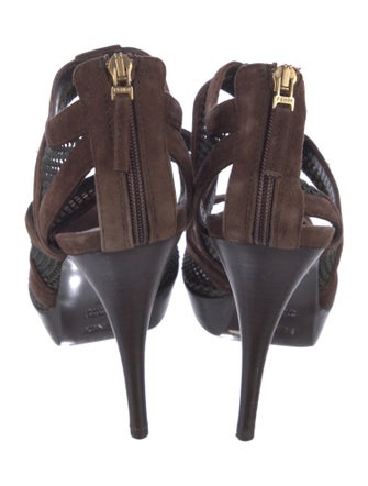 Fendi Mesh Mesh Accents Slingback Sandals