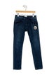 Fendi Kids Girls' Graphic Print Ruffle-Trimmed Denim Jeans
