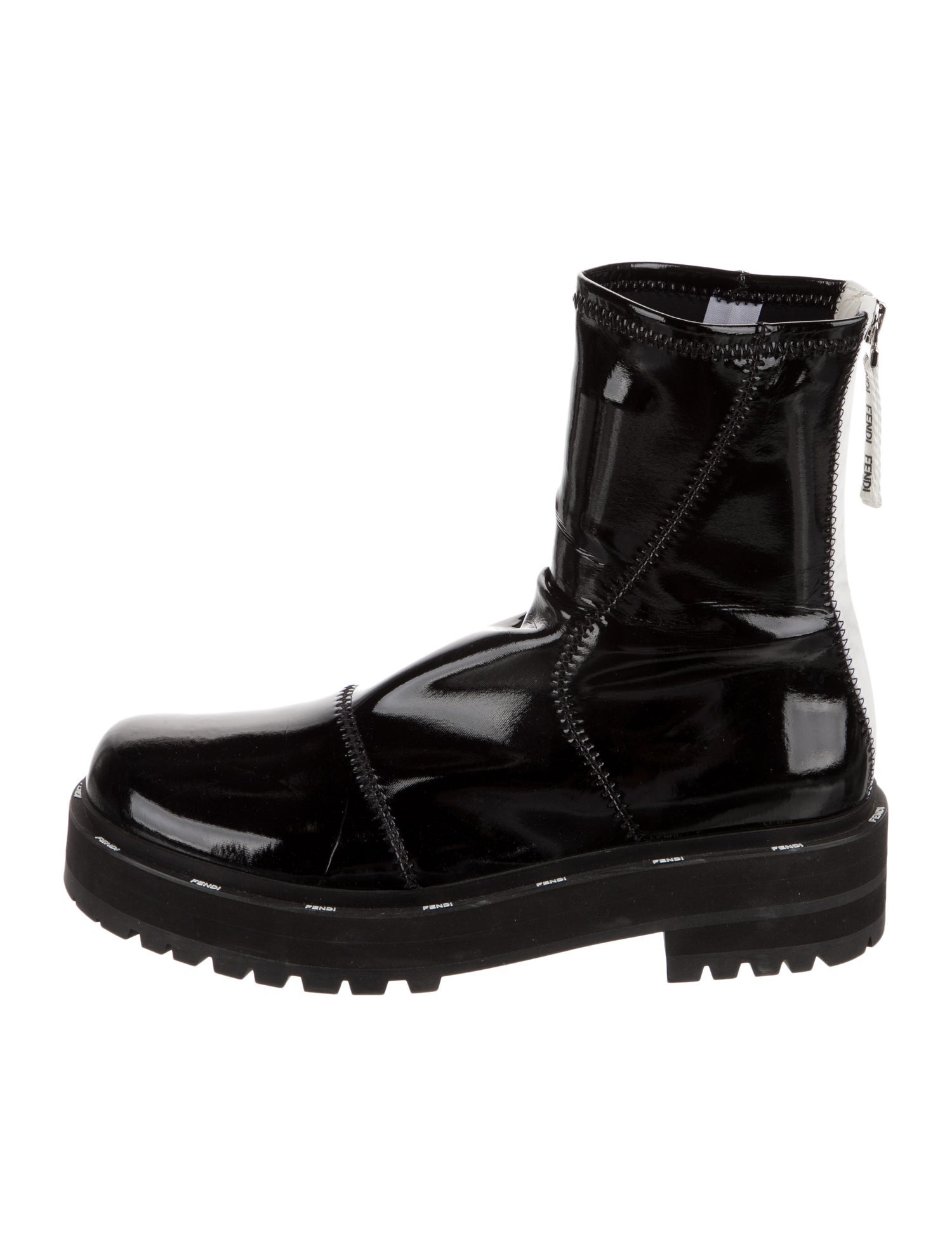 Fendi Patent Leather Combat Boots